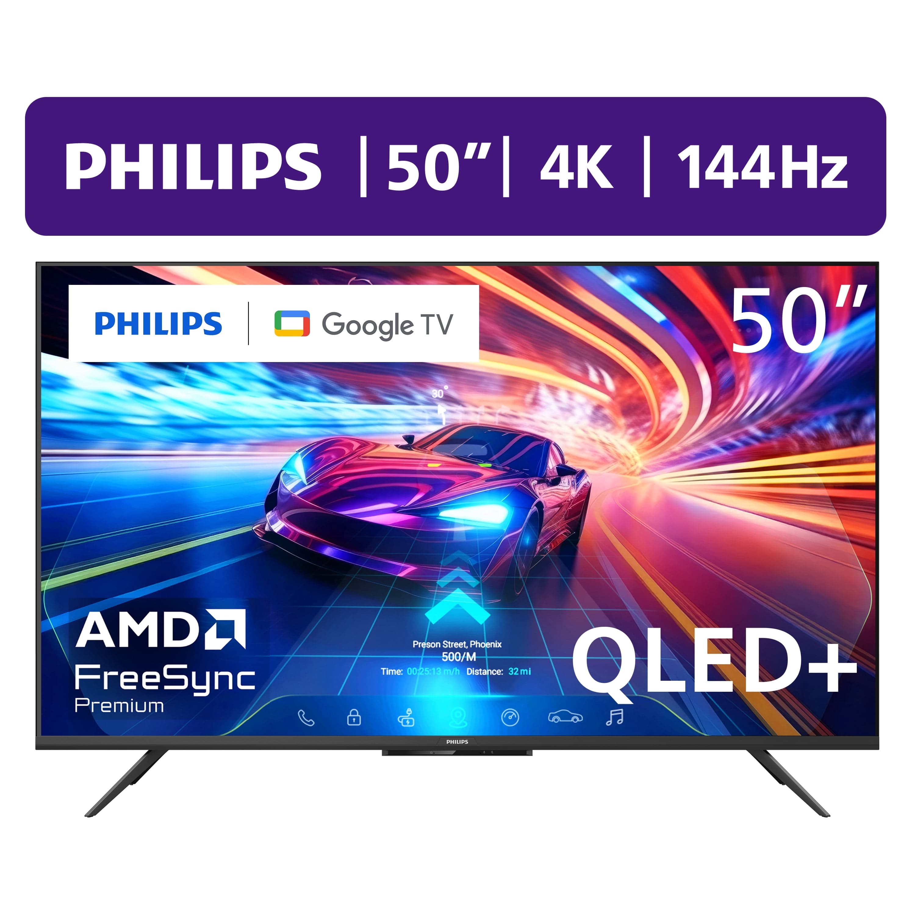 Philips 50" Class 144Hz QLED+ 4K UltraHD (2160p) Google + Gaming Smart TV (50PUG7675/F7)